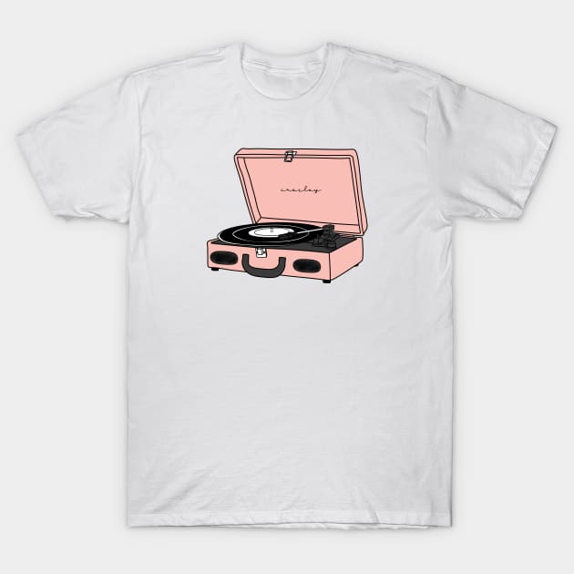 Vintage Pink Record Player T-Shirt by themadesigns